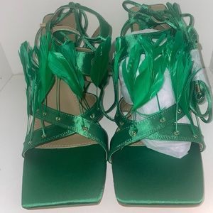 Ego green feather heels BRAND NEW NEVER WORN